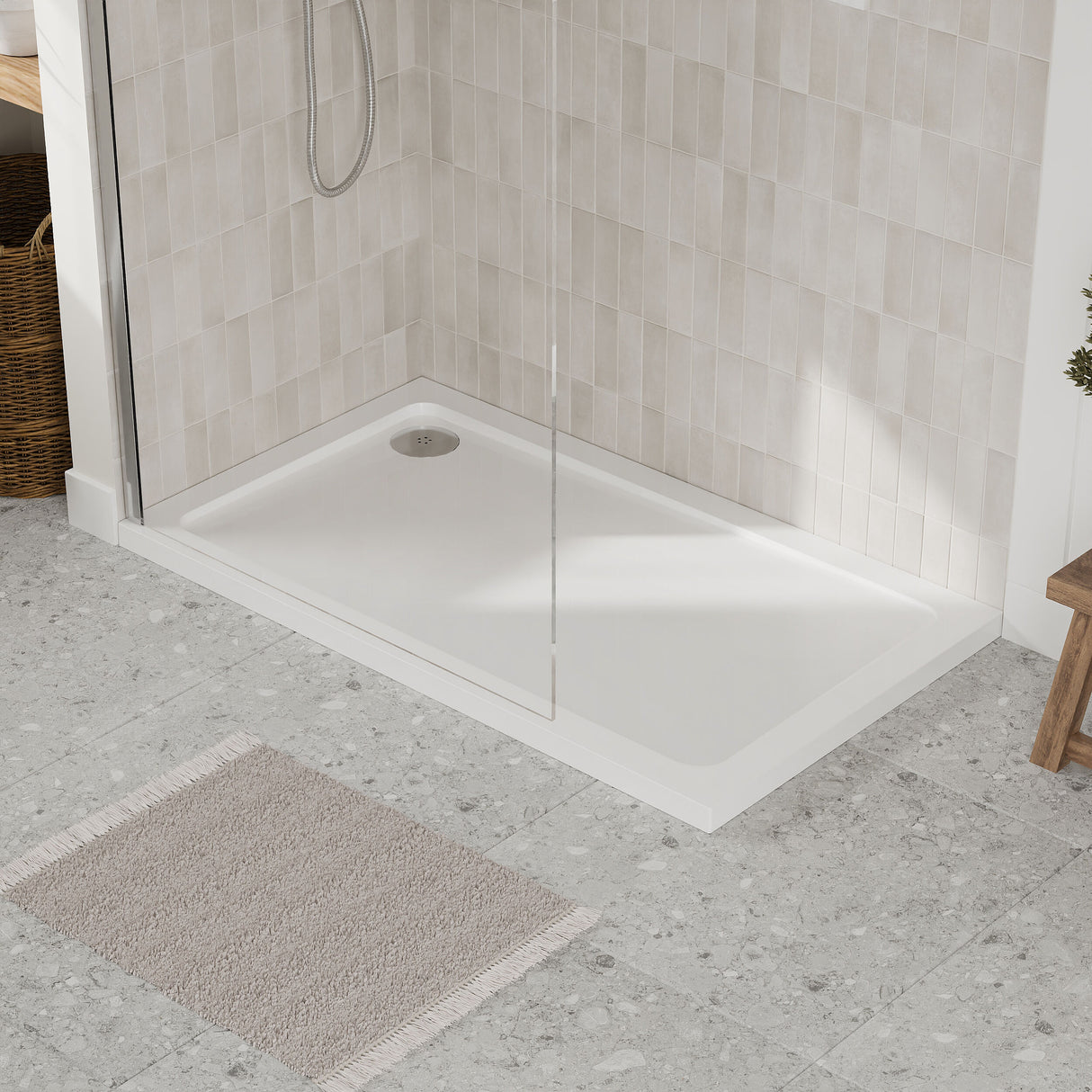 [BETR011] Balterley Shower Tray Modern Rectangular 40mm Profile Slimline, White or Grey - Multiple Sizes Available - Lifestyle 2