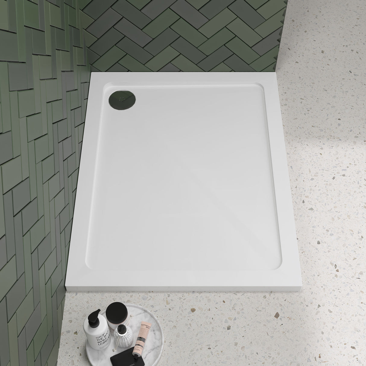 [BETR013] Balterley Shower Tray Modern Rectangular 40mm Profile Slimline, White or Grey - Multiple Sizes Available - Lifestyle 2