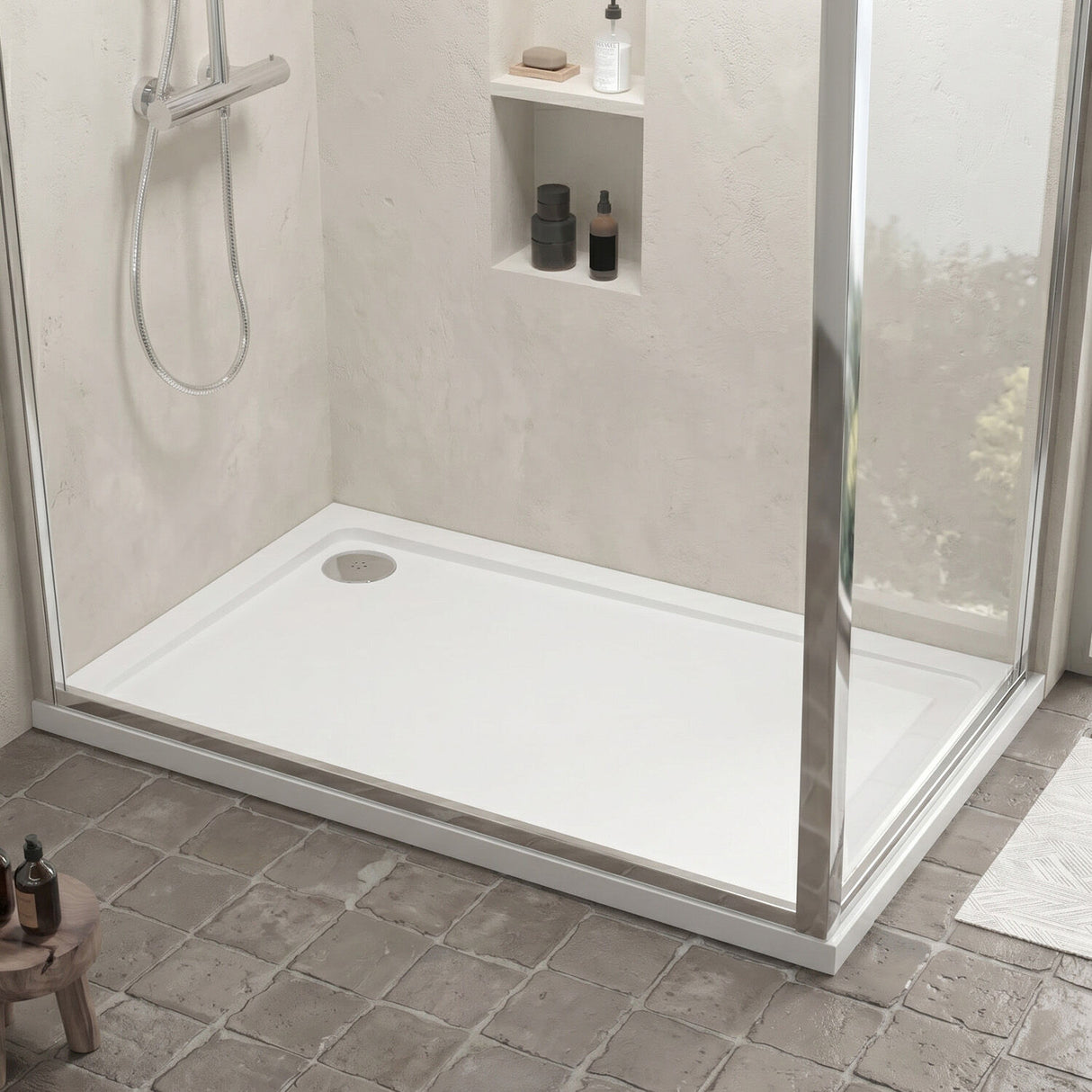 [BETR018] Balterley Shower Tray Modern Rectangular 40mm Profile Slimline, White or Grey - Multiple Sizes Available - Silo