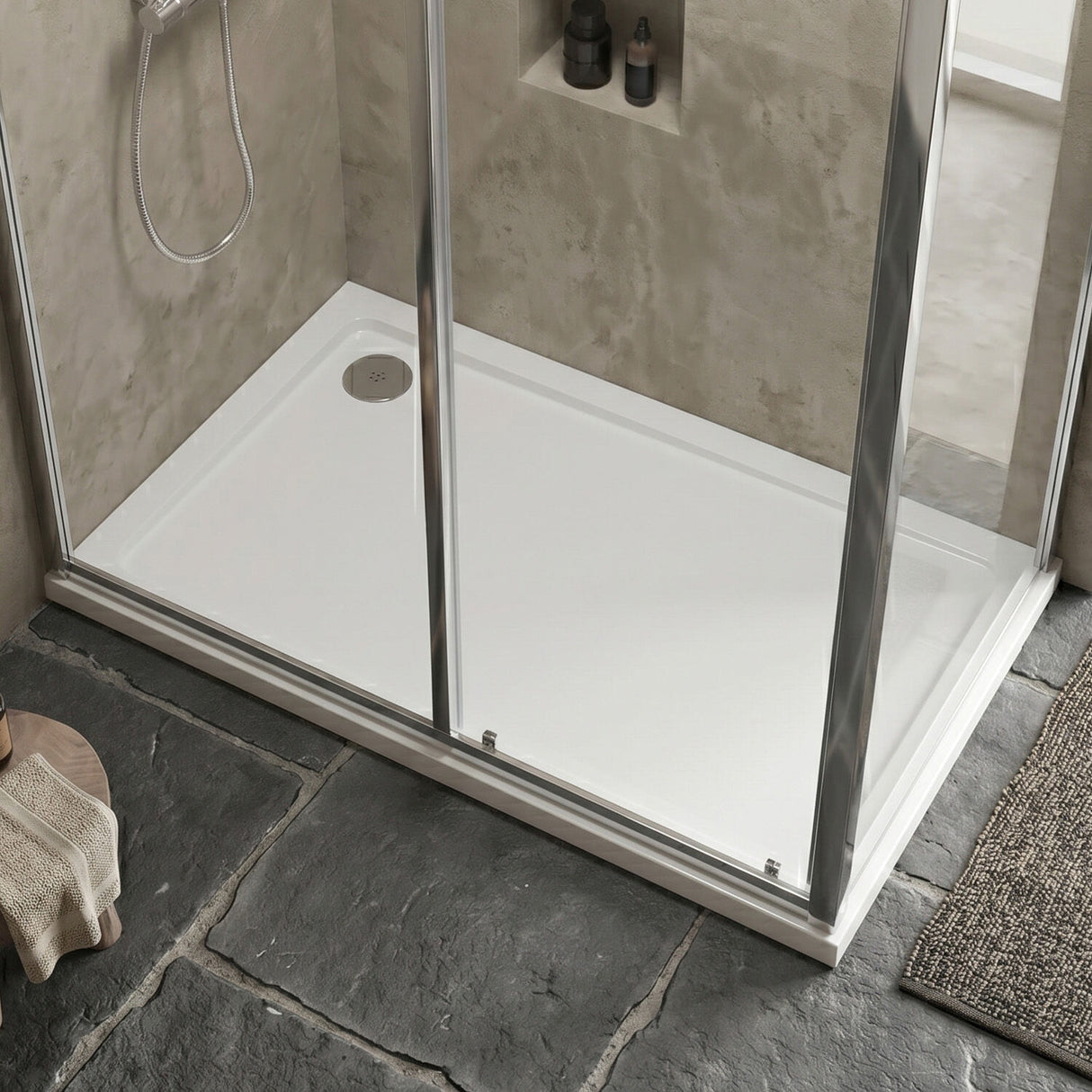 [BETR019] Balterley Shower Tray Modern Rectangular 40mm Profile Slimline, White or Grey - Multiple Sizes Available - Silo