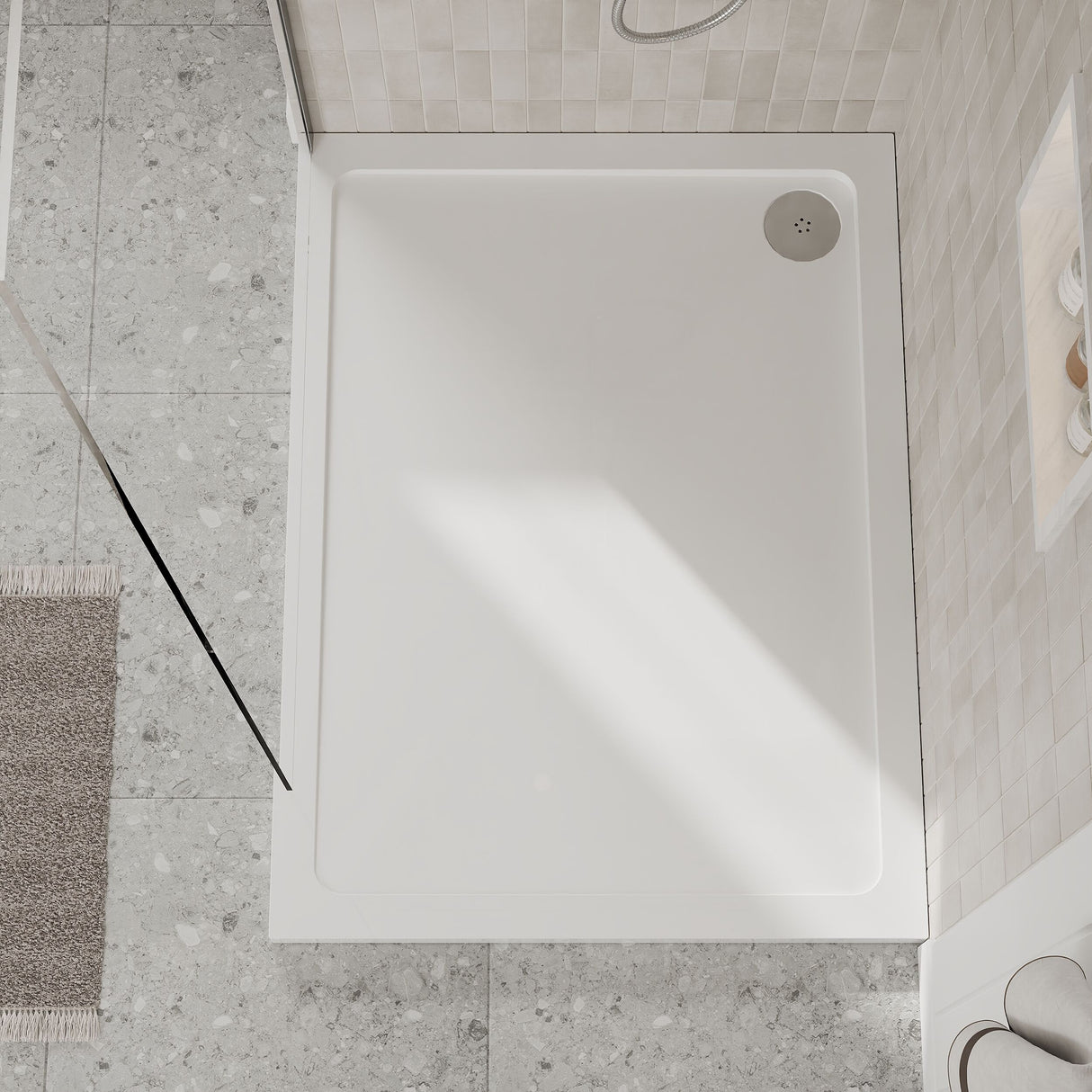 [BETR024] Balterley Shower Tray Modern Rectangular 40mm Profile Slimline, White or Grey - Multiple Sizes Available - Lifestyle 1