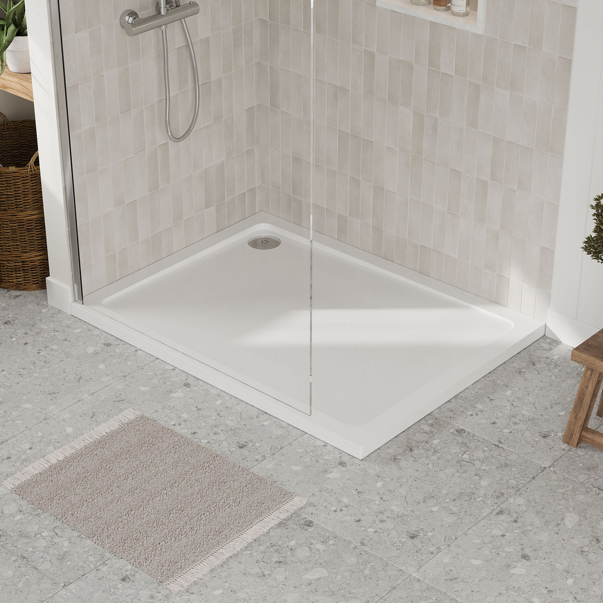 [BETR024] Balterley Shower Tray Modern Rectangular 40mm Profile Slimline, White or Grey - Multiple Sizes Available - Lifestyle 2