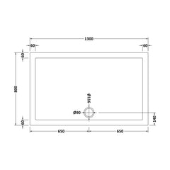 [BETR028] Balterley Shower Tray Modern Rectangular 40mm Profile Slimline, White or Grey - Multiple Sizes Available - Technical Drawing