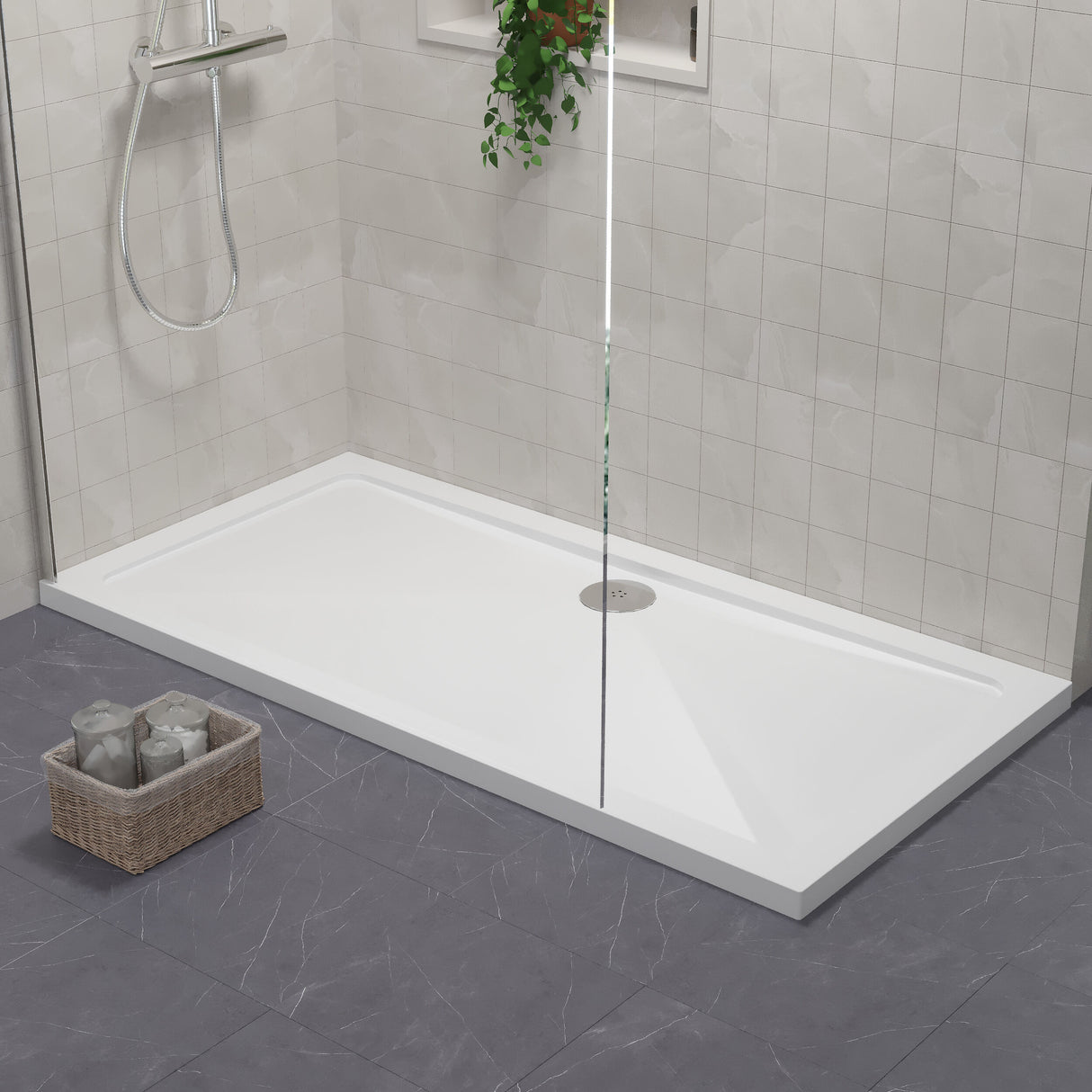 [BETR031] Balterley Shower Tray Modern Rectangular 40mm Profile Slimline, White or Grey - Multiple Sizes Available - Lifestyle 2
