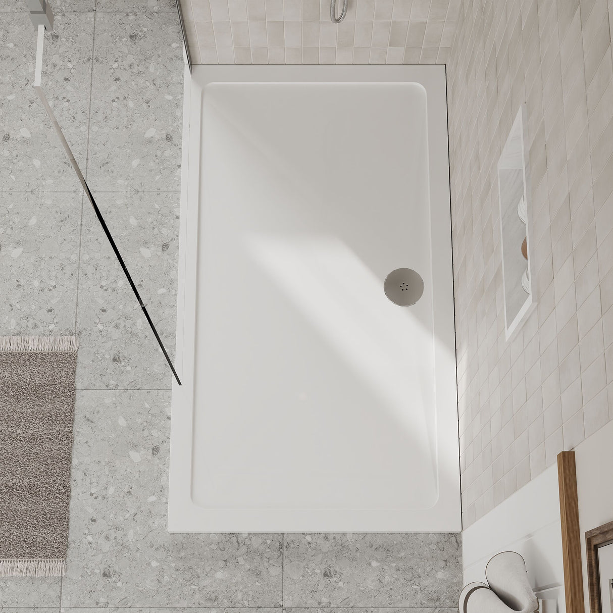 [BETR033] Balterley Shower Tray Modern Rectangular 40mm Profile Slimline, White or Grey - Multiple Sizes Available - Lifestyle 1