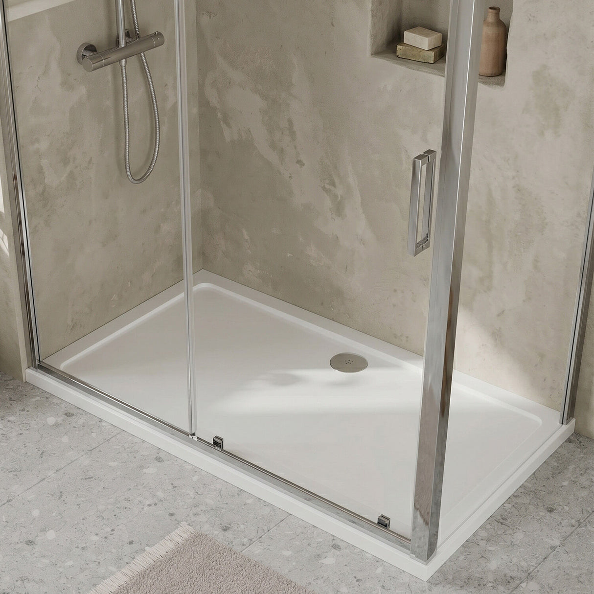 [BETR033] Balterley Shower Tray Modern Rectangular 40mm Profile Slimline, White or Grey - Multiple Sizes Available - Silo