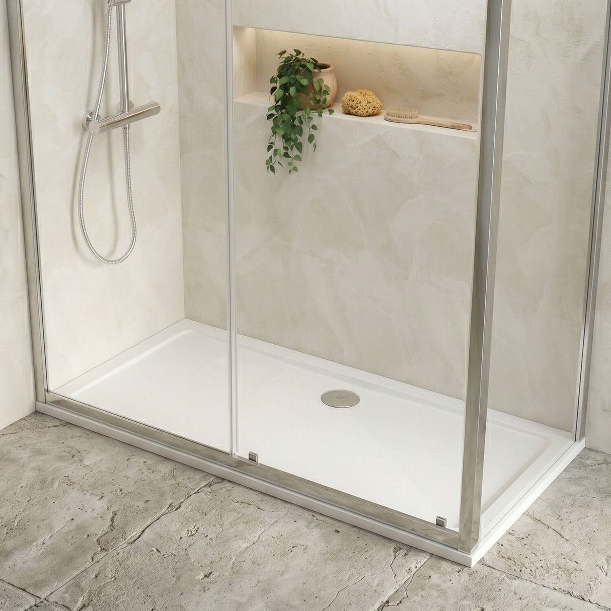 [BETR043] Balterley Shower Tray Modern Rectangular 40mm Profile Slimline, White or Grey - Multiple Sizes Available - Silo