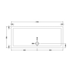 [BETR061] Balterley Shower Tray Modern Rectangular 40mm Profile Slimline, White or Grey - Multiple Sizes Available - Technical Drawing