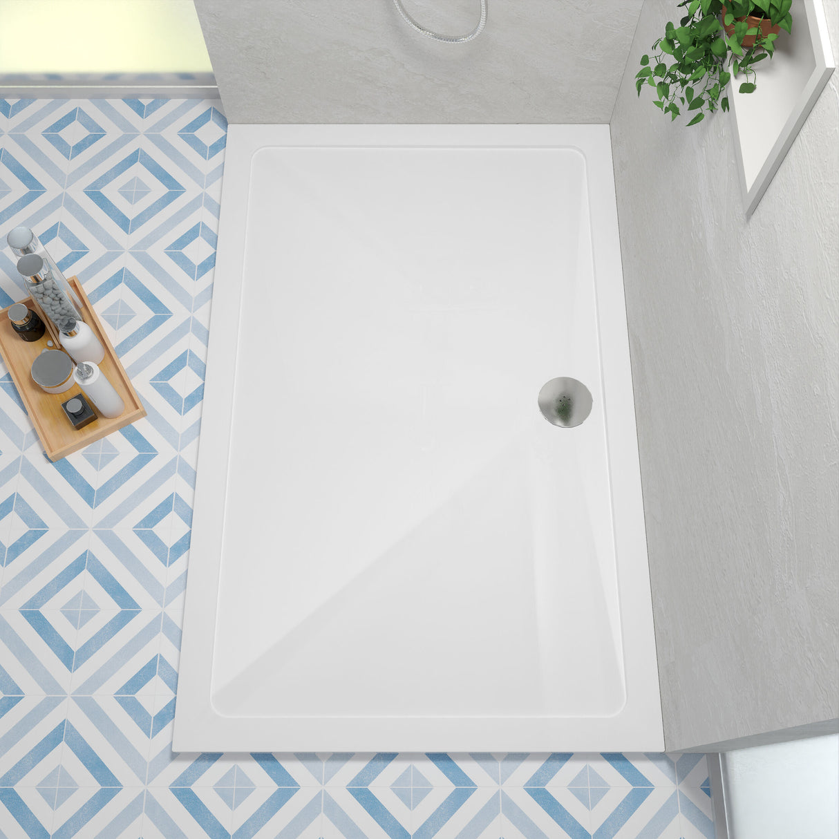 [BETR074] Balterley Shower Tray Modern Rectangular 40mm Profile Slimline, White or Grey - Multiple Sizes Available - Lifestyle 1