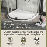 D Shape Shower Tray - 1050mm - Available in White and Slate Grey