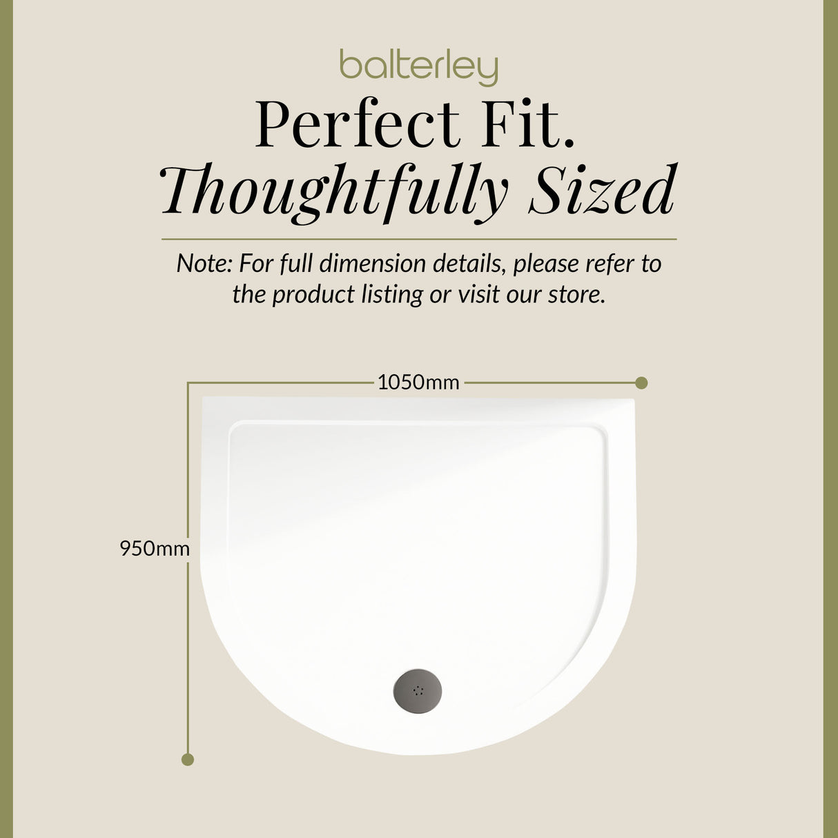 D Shape Shower Tray - 1050mm - Available in White and Slate Grey