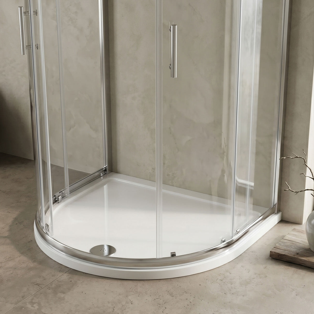 [BETR095] Balterley Shower Tray D Shape, 1050mm - Available in White and Slate Grey - Silo