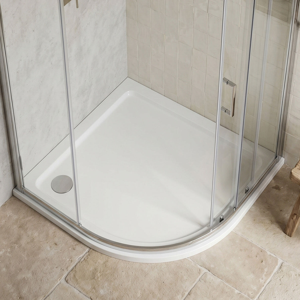 [BETR104] Balterley Shower Tray Modern Offset Quadrant Shower Tray, Left or Right Hand - Choice of Size and Finish - Silo