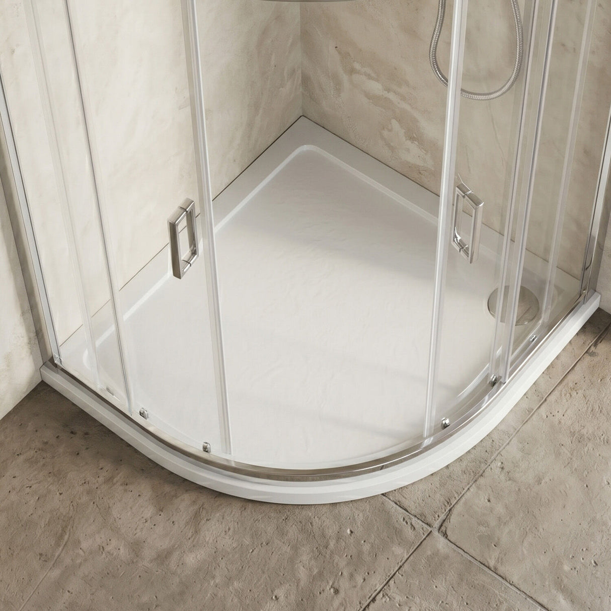 [BETR108] Balterley Shower Tray Modern Offset Quadrant Shower Tray, Left or Right Hand - Choice of Size and Finish - Silo