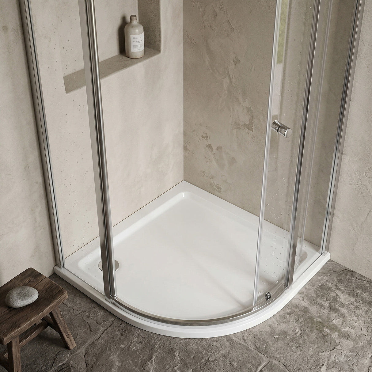 [BETR111] Balterley Shower Tray Modern Offset Quadrant Shower Tray, Left or Right Hand - Choice of Size and Finish - Silo