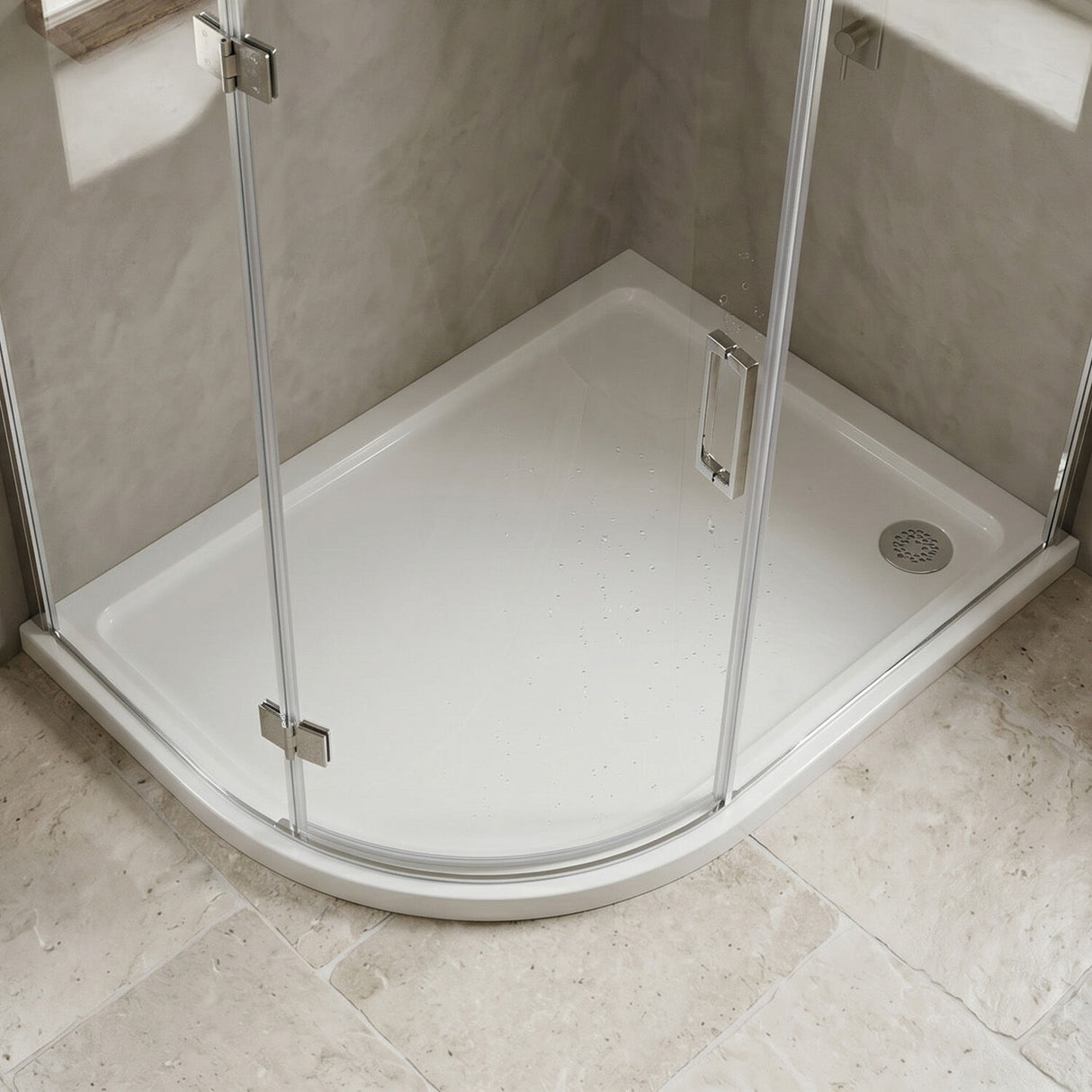 [BETR112] Balterley Shower Tray Modern Offset Quadrant Shower Tray, Left or Right Hand - Choice of Size and Finish - Silo