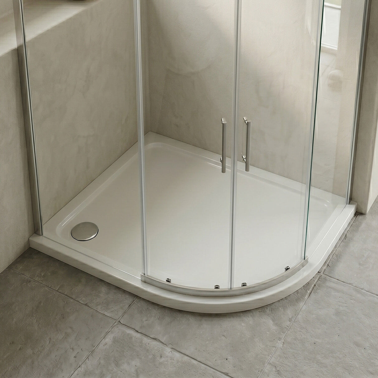 [BETR113] Balterley Shower Tray Modern Offset Quadrant Shower Tray, Left or Right Hand - Choice of Size and Finish - Silo