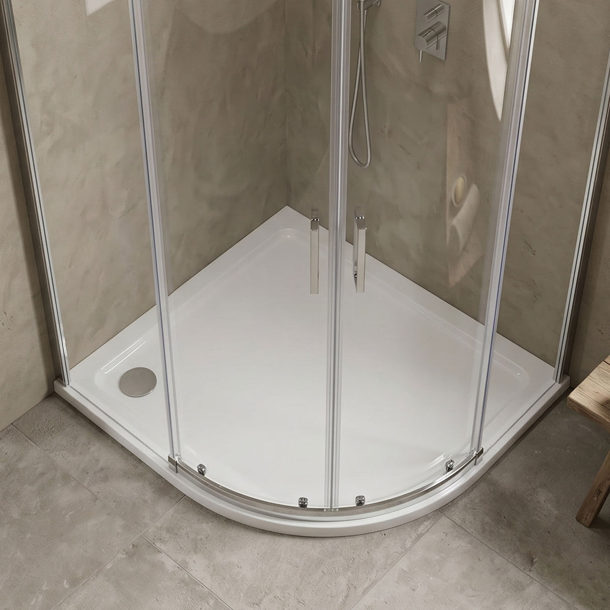 [BETR115] Balterley Shower Tray Modern Offset Quadrant Shower Tray, Left or Right Hand - Choice of Size and Finish - Silo