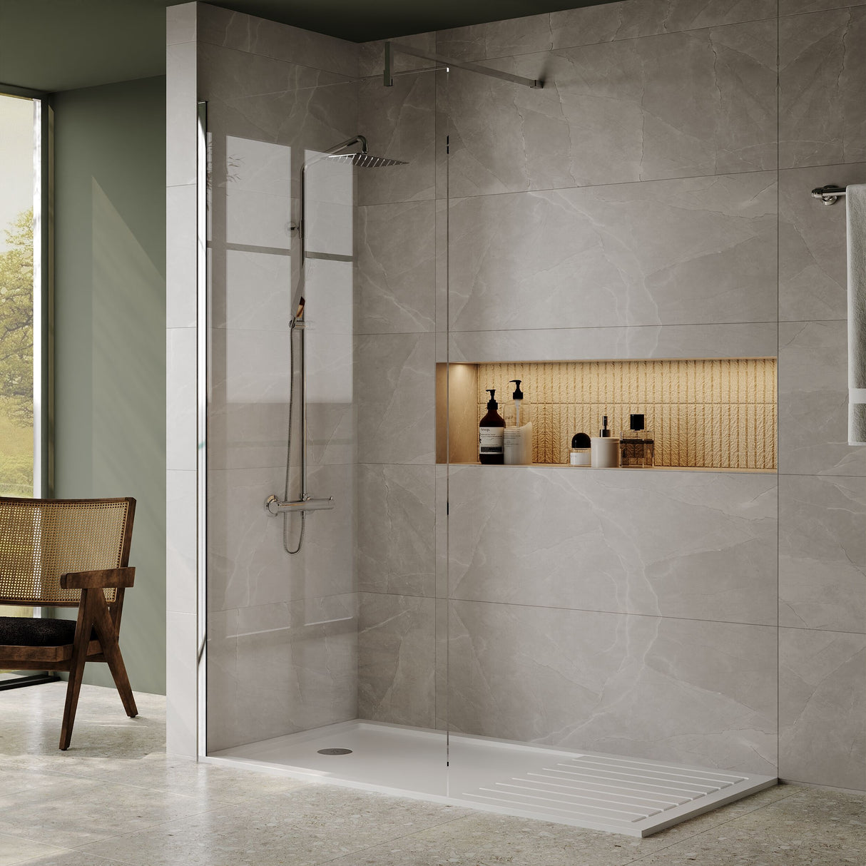 [BETR1680] Premium Walk-In Shower Tray - Choice of Size and Colour - Lifestyle 1