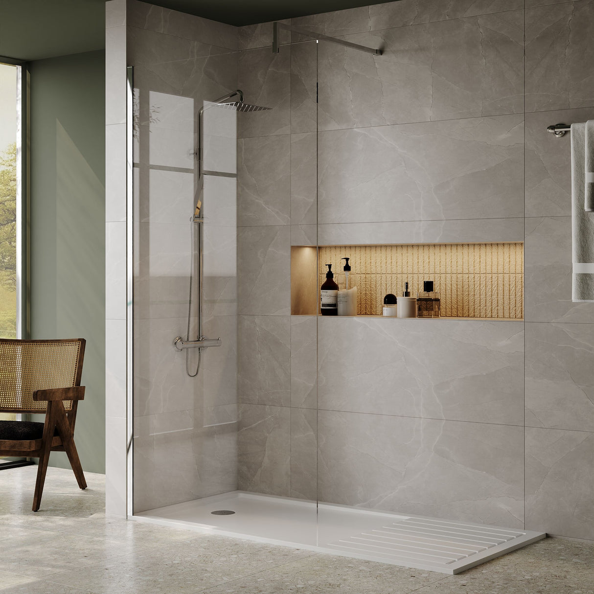 [BETR1780] Premium Walk-In Shower Tray - Choice of Size and Colour - Lifestyle 1