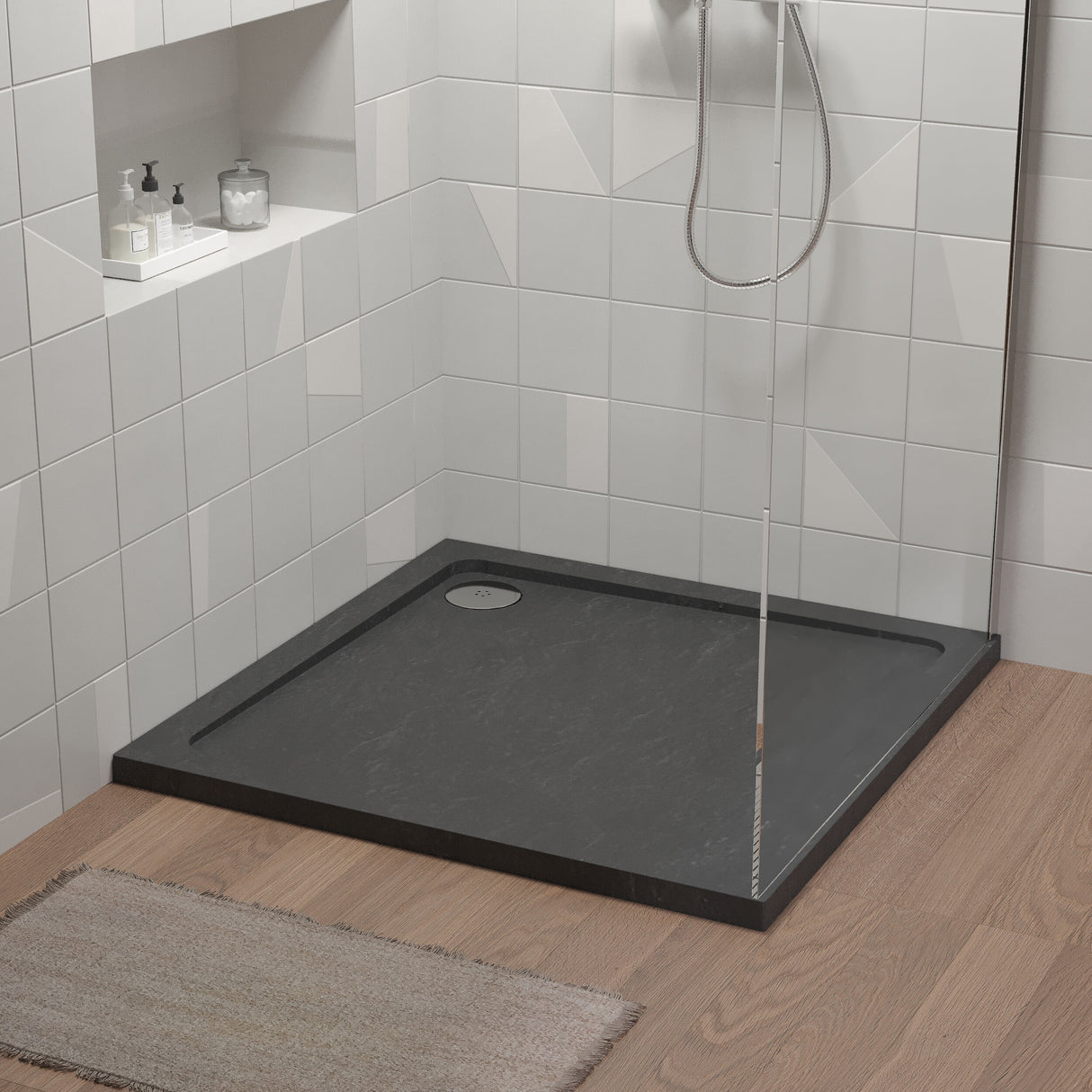 [BETR71010] Balterley Shower Tray Modern Square, 40mm Profile - Choice of Size and Colour - Lifestyle 1