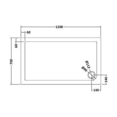 [BETR71011] Balterley Shower Tray Modern Rectangular 40mm Profile Slimline, White or Grey - Multiple Sizes Available - Technical Drawing