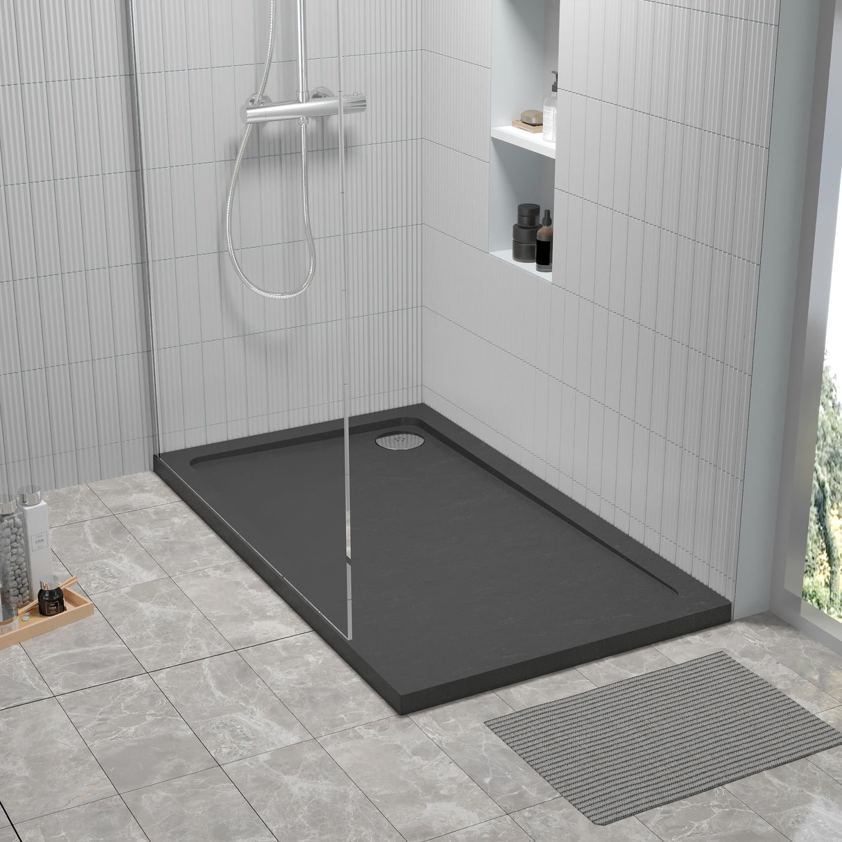 [BETR71011] Balterley Shower Tray Modern Rectangular 40mm Profile Slimline, White or Grey - Multiple Sizes Available - Lifestyle 1