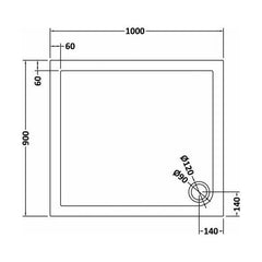 [BETR71014] Balterley Shower Tray Modern Rectangular 40mm Profile Slimline, White or Grey - Multiple Sizes Available - Technical Drawing