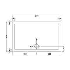[BETR71028] Balterley Shower Tray Modern Rectangular 40mm Profile Slimline, White or Grey - Multiple Sizes Available - Technical Drawing