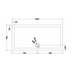 [BETR71031] Balterley Shower Tray Modern Rectangular 40mm Profile Slimline, White or Grey - Multiple Sizes Available - Technical Drawing