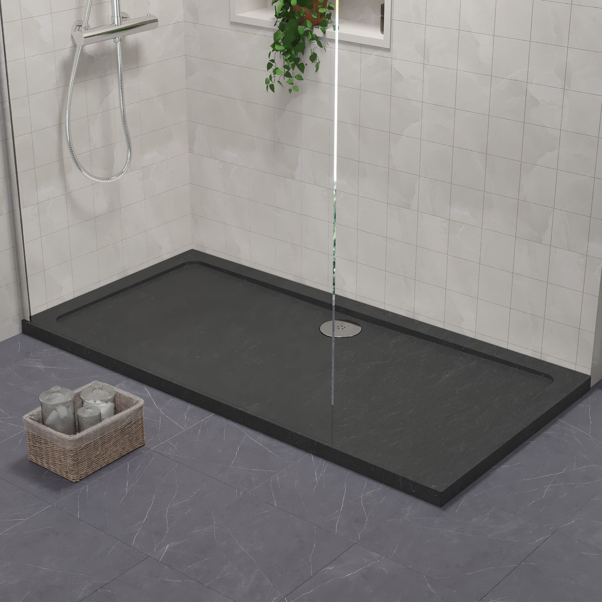 [BETR71031] Balterley Shower Tray Modern Rectangular 40mm Profile Slimline, White or Grey - Multiple Sizes Available - Lifestyle 1