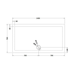 [BETR71032] Balterley Shower Tray Modern Rectangular 40mm Profile Slimline, White or Grey - Multiple Sizes Available - Technical Drawing