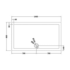 [BETR71033] Balterley Shower Tray Modern Rectangular 40mm Profile Slimline, White or Grey - Multiple Sizes Available - Technical Drawing