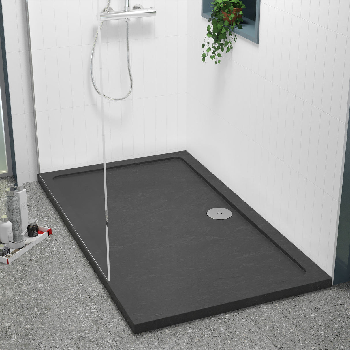 [BETR71033] Balterley Shower Tray Modern Rectangular 40mm Profile Slimline, White or Grey - Multiple Sizes Available - Lifestyle 1