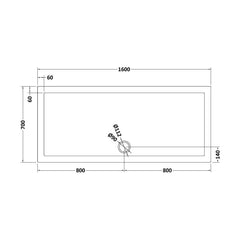 [BETR71051] Balterley Shower Tray Modern Rectangular 40mm Profile Slimline, White or Grey - Multiple Sizes Available - Technical Drawing