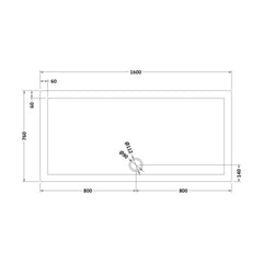[BETR71052] Balterley Shower Tray Modern Rectangular 40mm Profile Slimline, White or Grey - Multiple Sizes Available - Technical Drawing