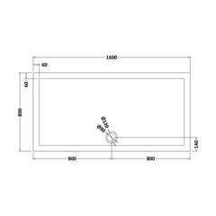 [BETR71053] Balterley Shower Tray Modern Rectangular 40mm Profile Slimline, White or Grey - Multiple Sizes Available - Technical Drawing