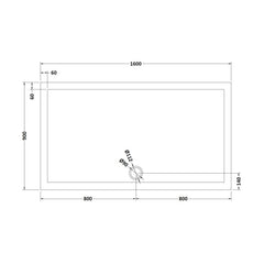 [BETR71054] Balterley Shower Tray Modern Rectangular 40mm Profile Slimline, White or Grey - Multiple Sizes Available - Technical Drawing