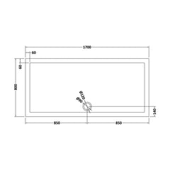 [BETR71063] Balterley Shower Tray Modern Rectangular 40mm Profile Slimline, White or Grey - Multiple Sizes Available - Technical Drawing