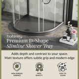D Shape Shower Tray - 1050mm - Available in White and Slate Grey