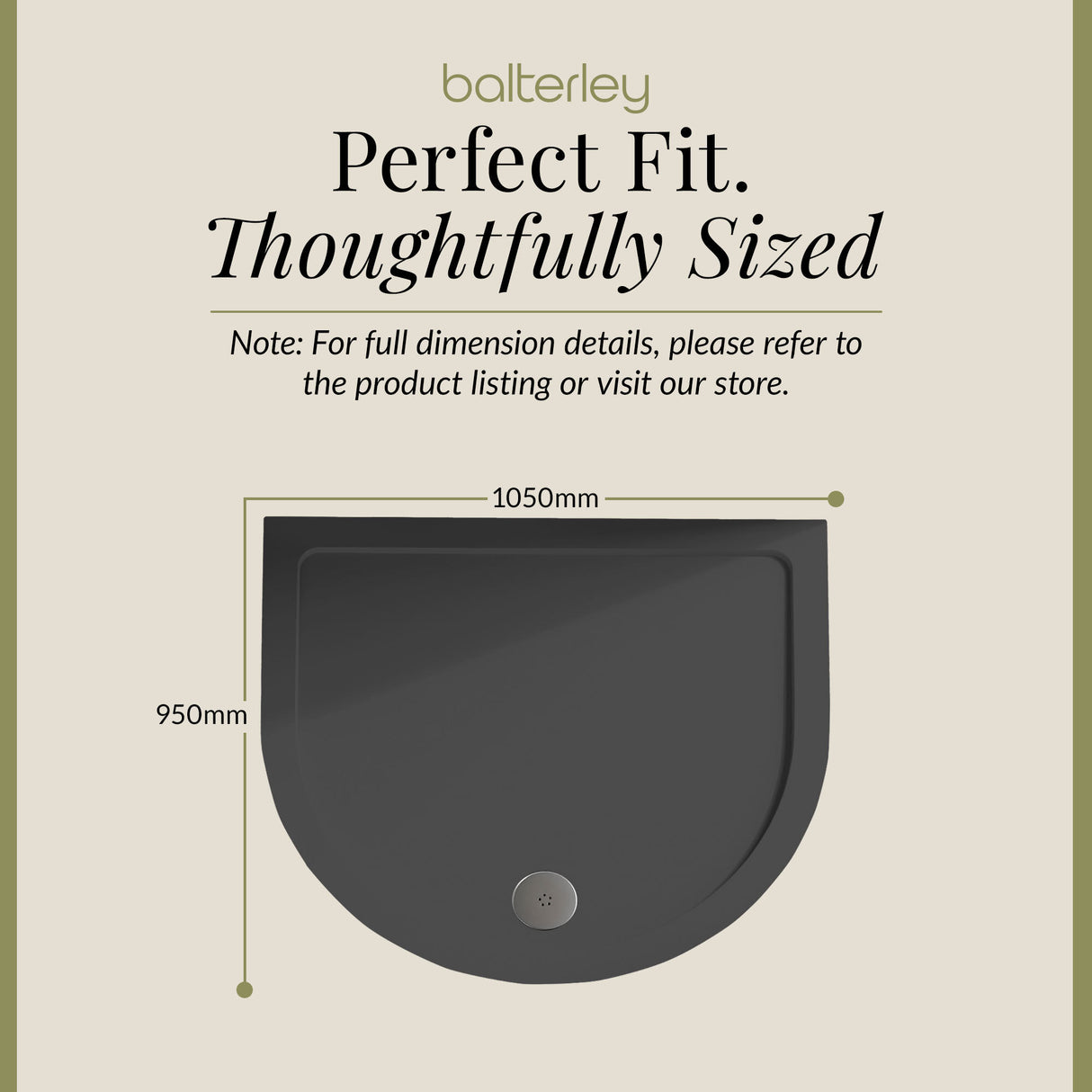 D Shape Shower Tray - 1050mm - Available in White and Slate Grey