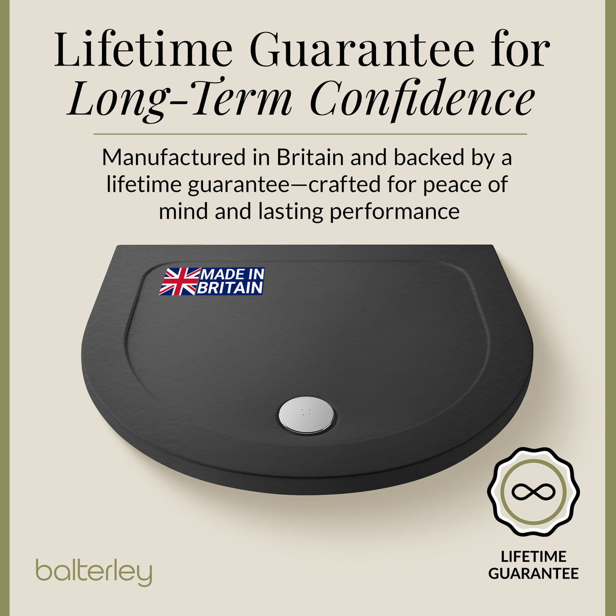 D Shape Shower Tray - 1050mm - Available in White and Slate Grey