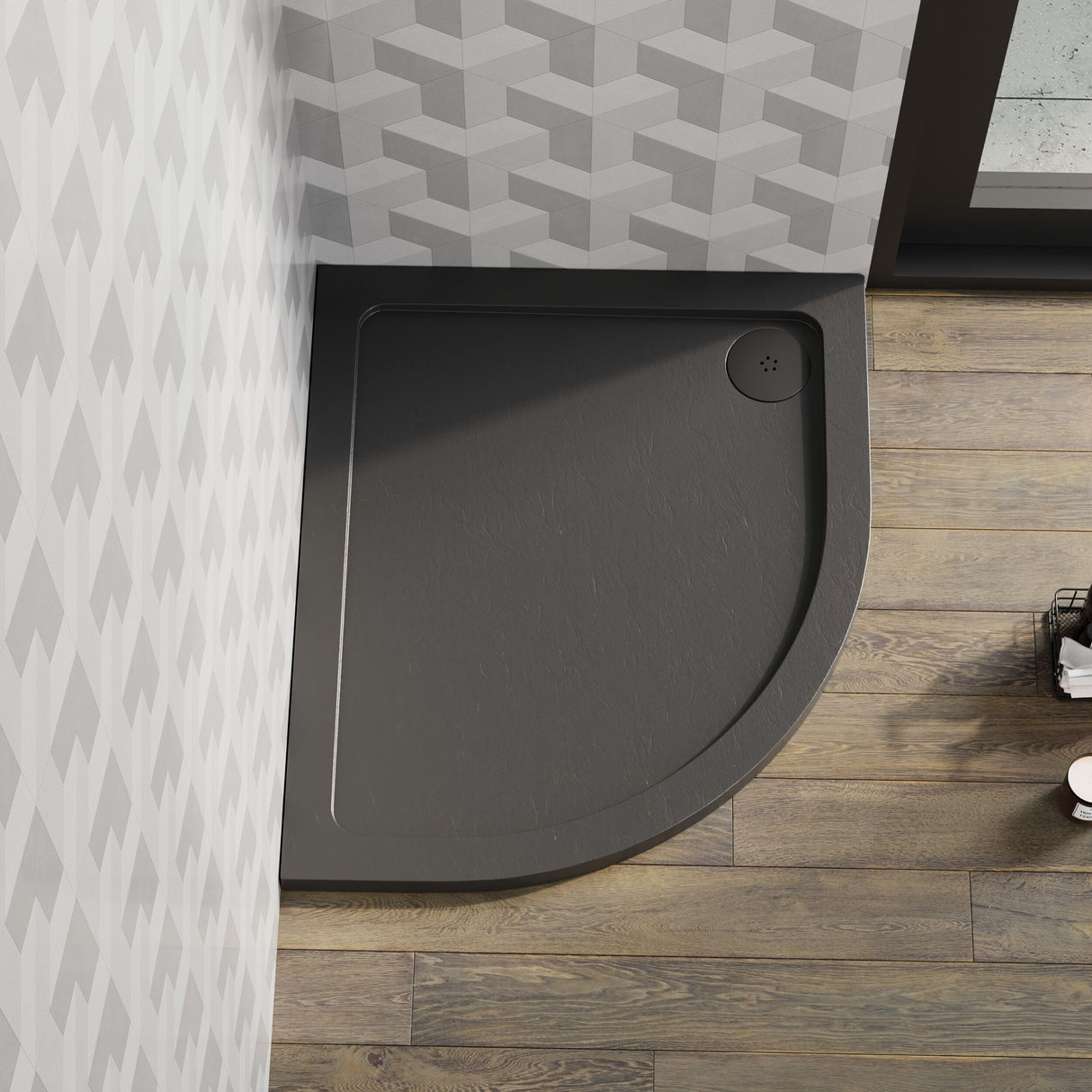 [BETR71101] Balterley Shower Tray Modern Offset Quadrant Shower Tray, Left or Right Hand - Choice of Size and Finish - Lifestyle 1