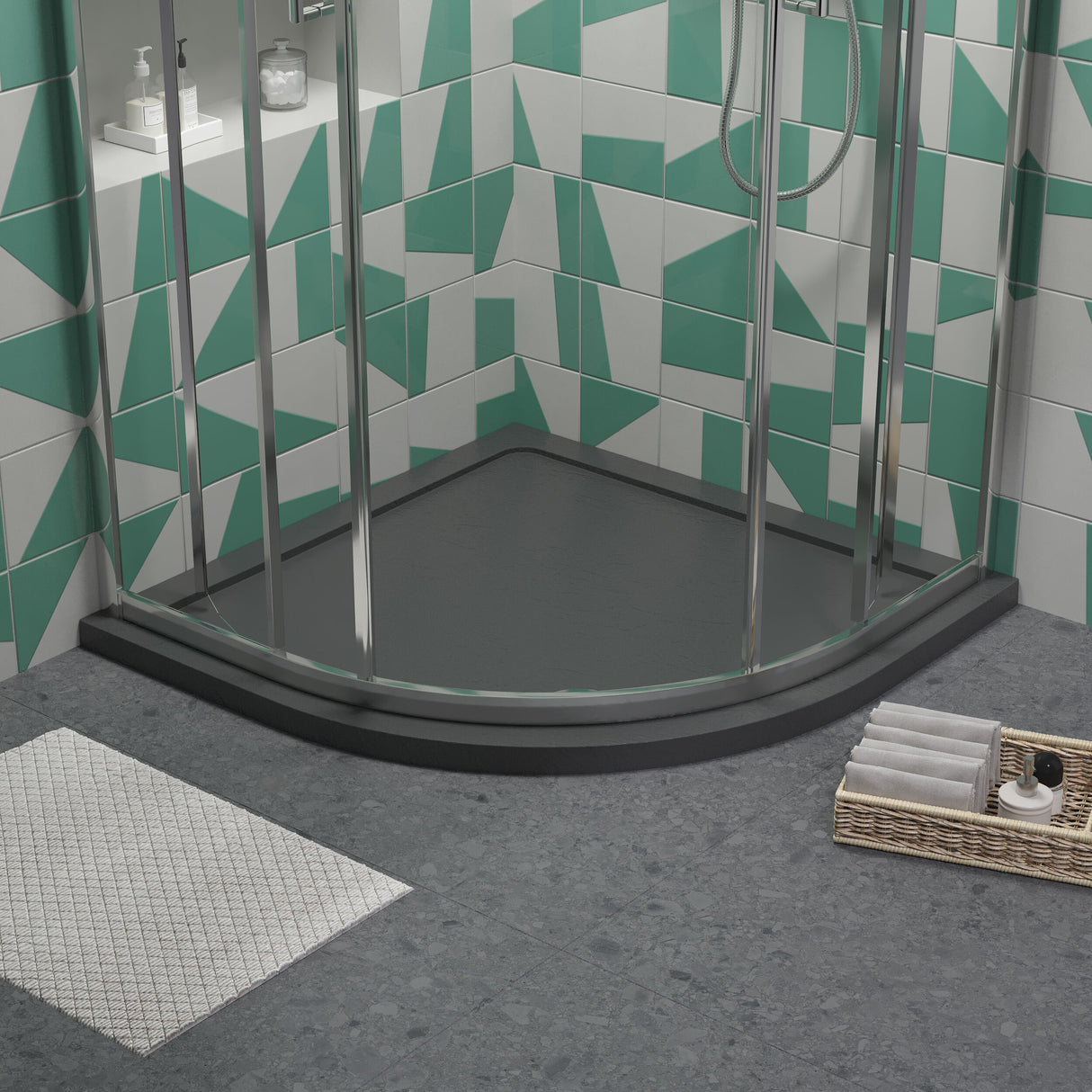 [BETR71106] Balterley Shower Tray Quadrant, 40mm Profile Design - Choice of Size and Colour - Lifestyle 1