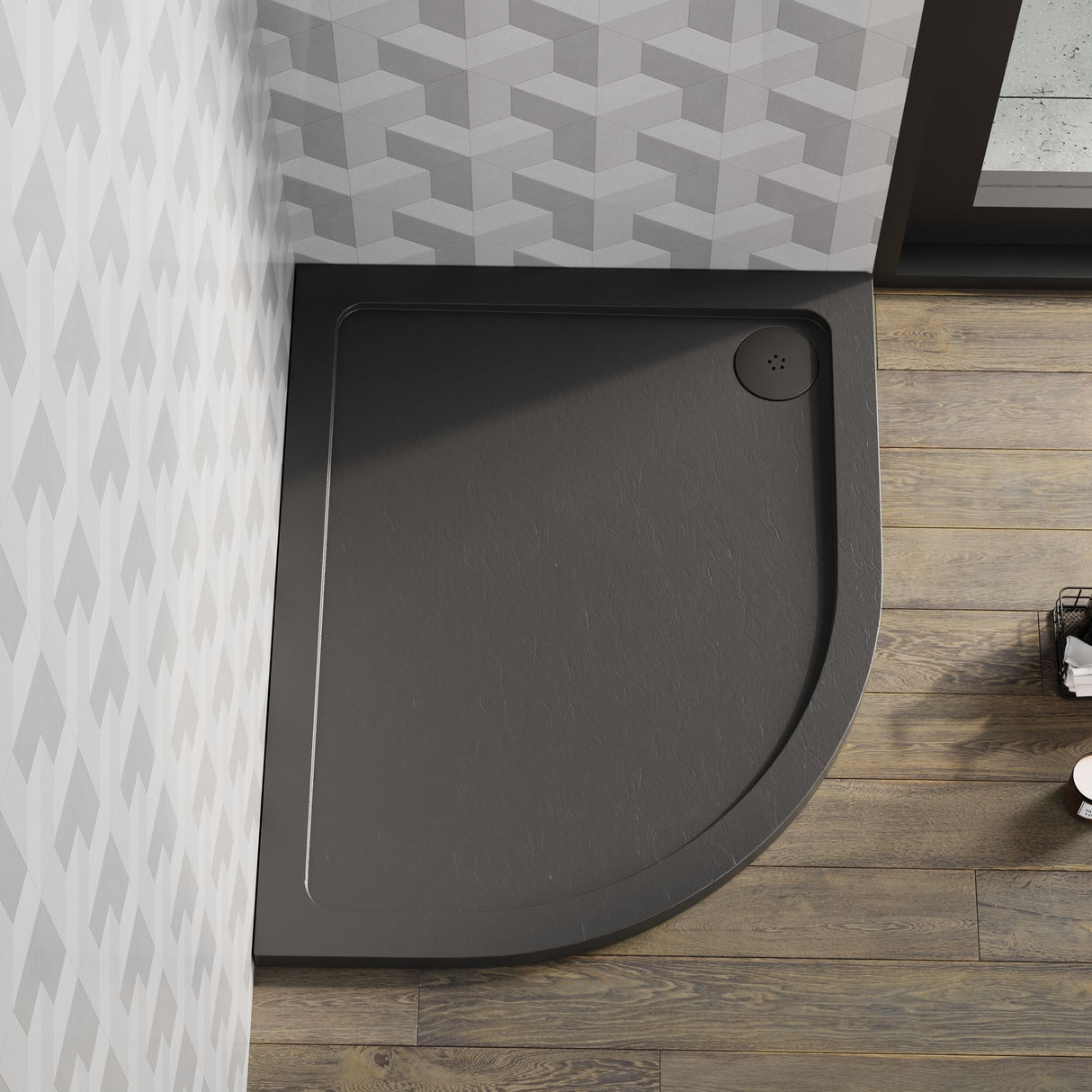 [BETR71108] Balterley Shower Tray Modern Offset Quadrant Shower Tray, Left or Right Hand - Choice of Size and Finish - Lifestyle 1