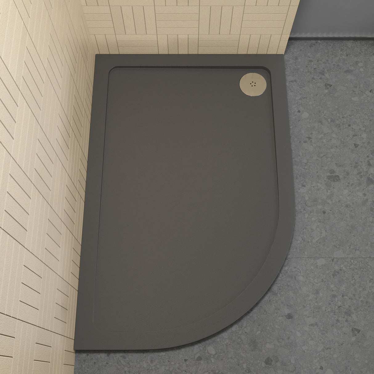 [BETR71112] Balterley Shower Tray Modern Offset Quadrant Shower Tray, Left or Right Hand - Choice of Size and Finish - Lifestyle 2