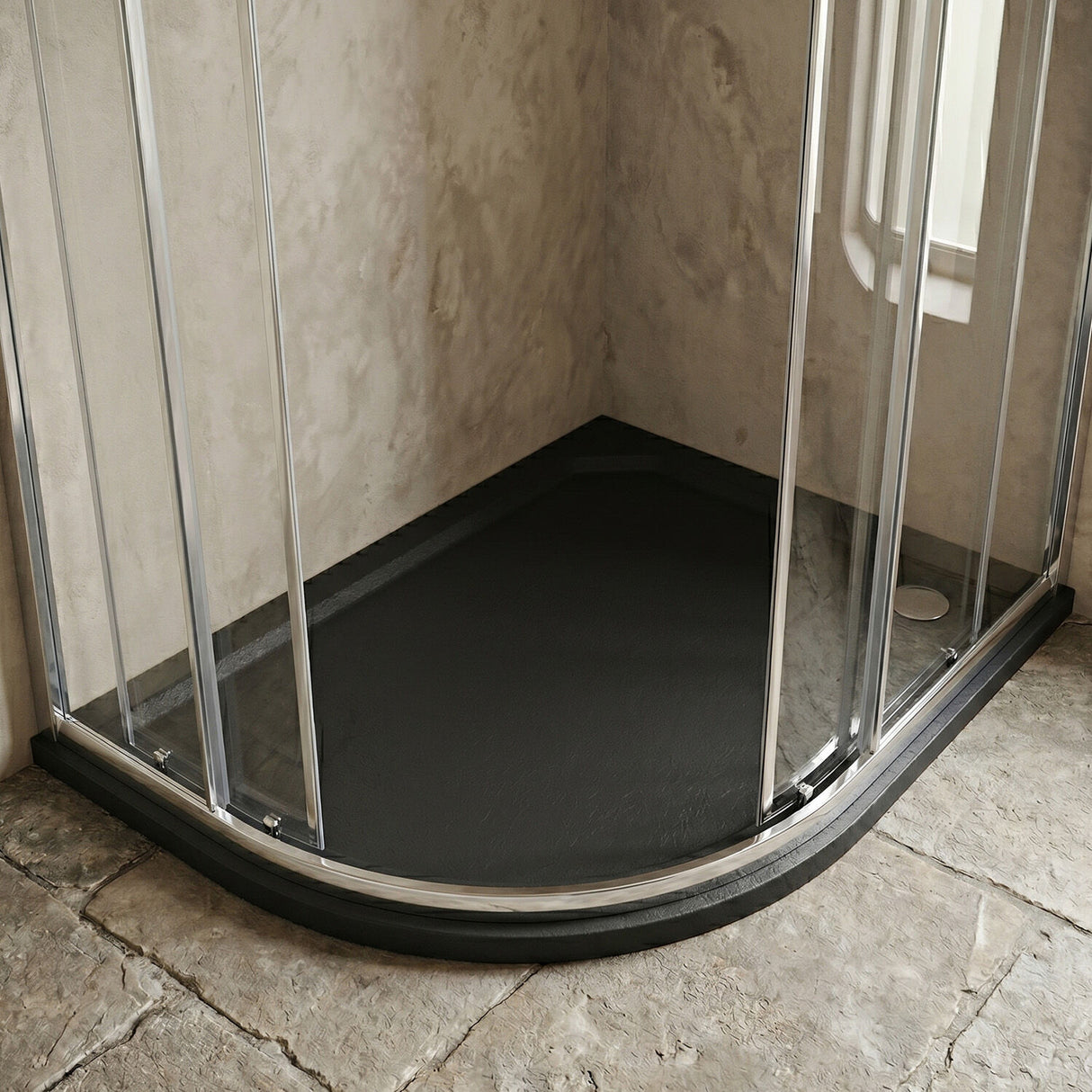 [BETR71112] Balterley Shower Tray Modern Offset Quadrant Shower Tray, Left or Right Hand - Choice of Size and Finish - Silo