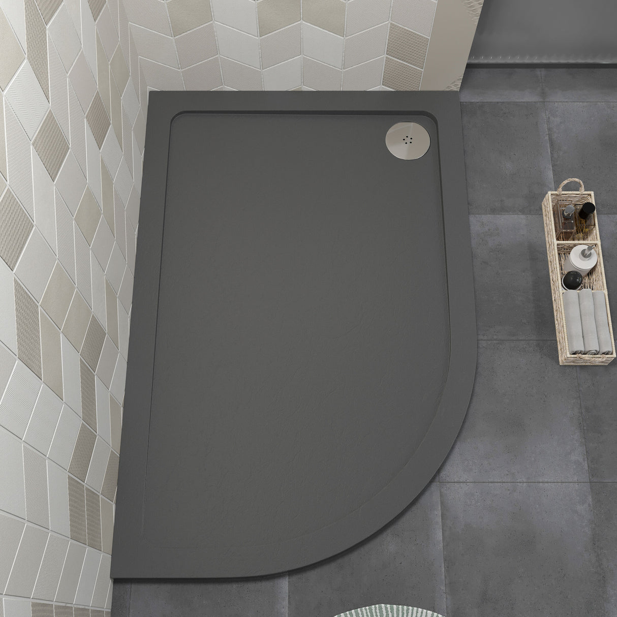 [BETR71113] Balterley Shower Tray Modern Offset Quadrant Shower Tray, Left or Right Hand - Choice of Size and Finish - Lifestyle 2