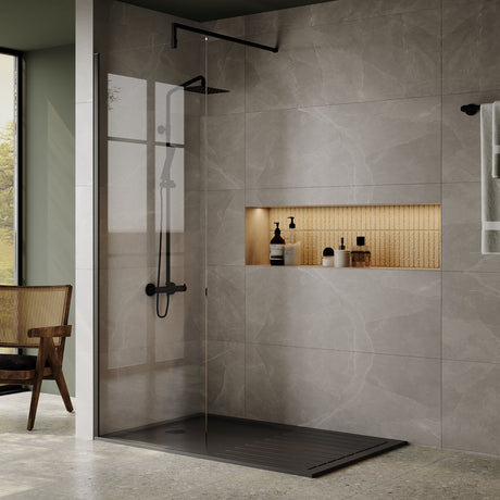 [BETR711490] Premium Walk-In Shower Tray 1400mm x 900mm - Slate Grey - Lifestyle 1