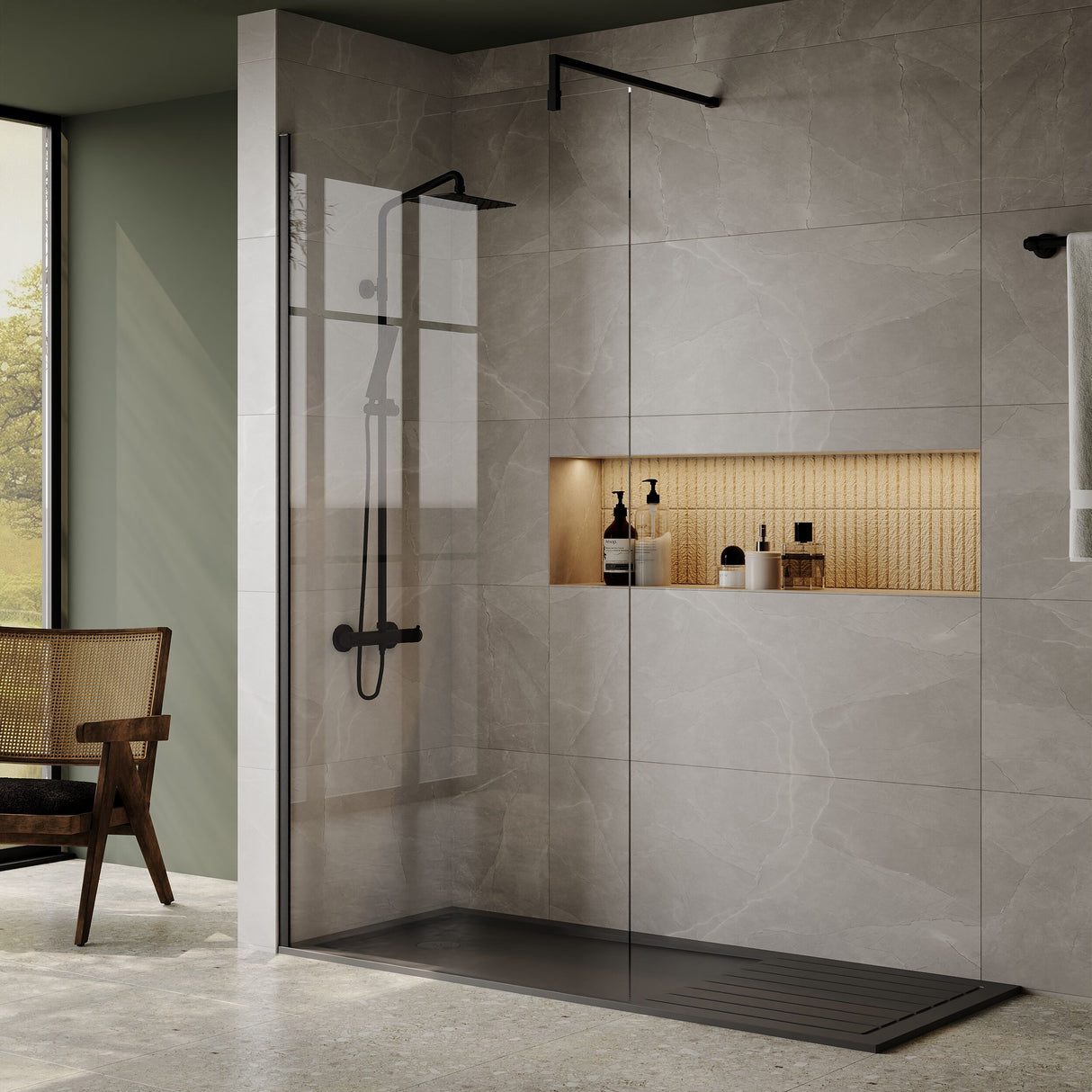 [BETR711770] Premium Walk-In Shower Tray - Choice of Size and Colour - Lifestyle 1